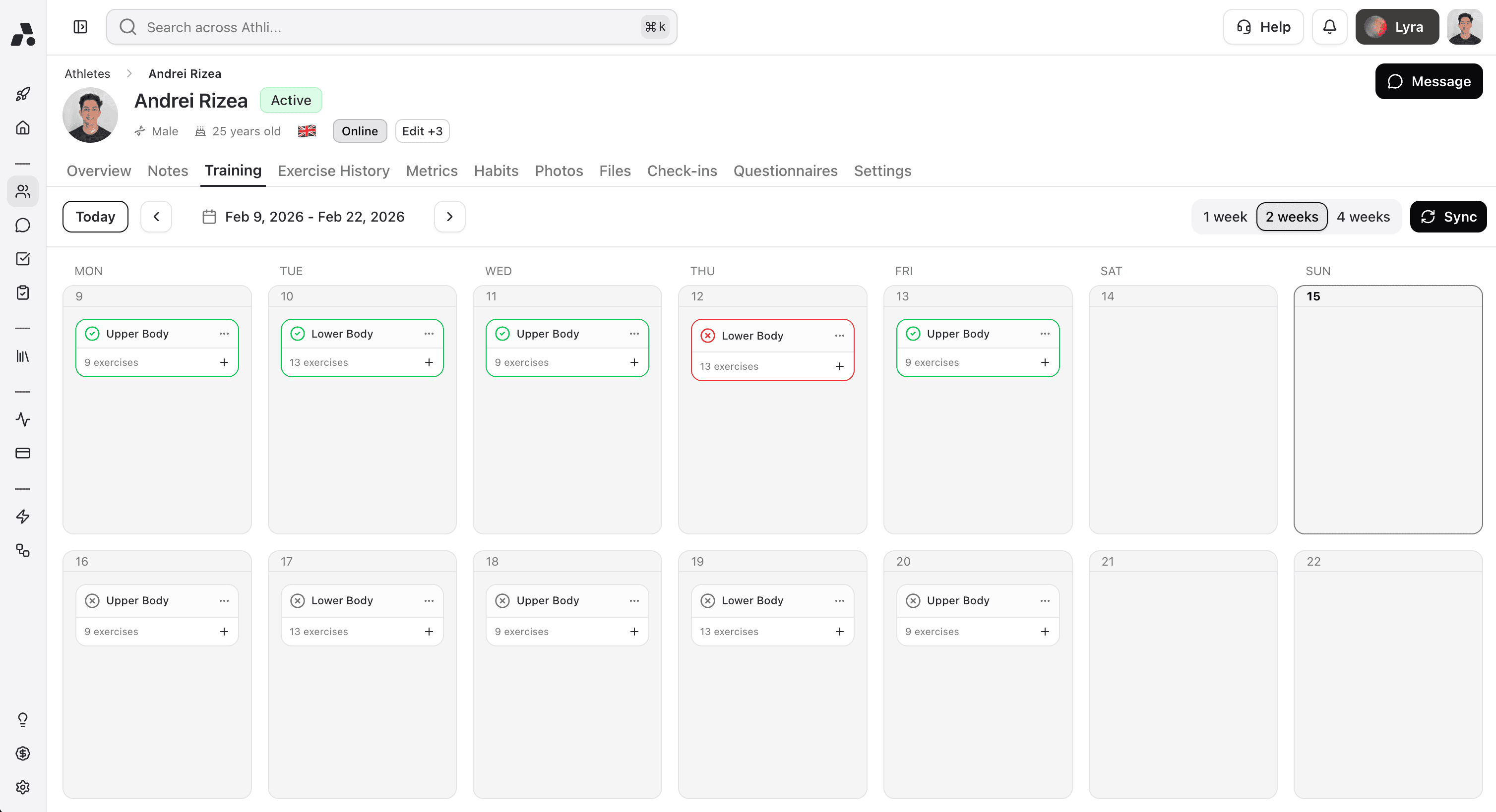 Athli Client Training — Plan everything from one calendar view